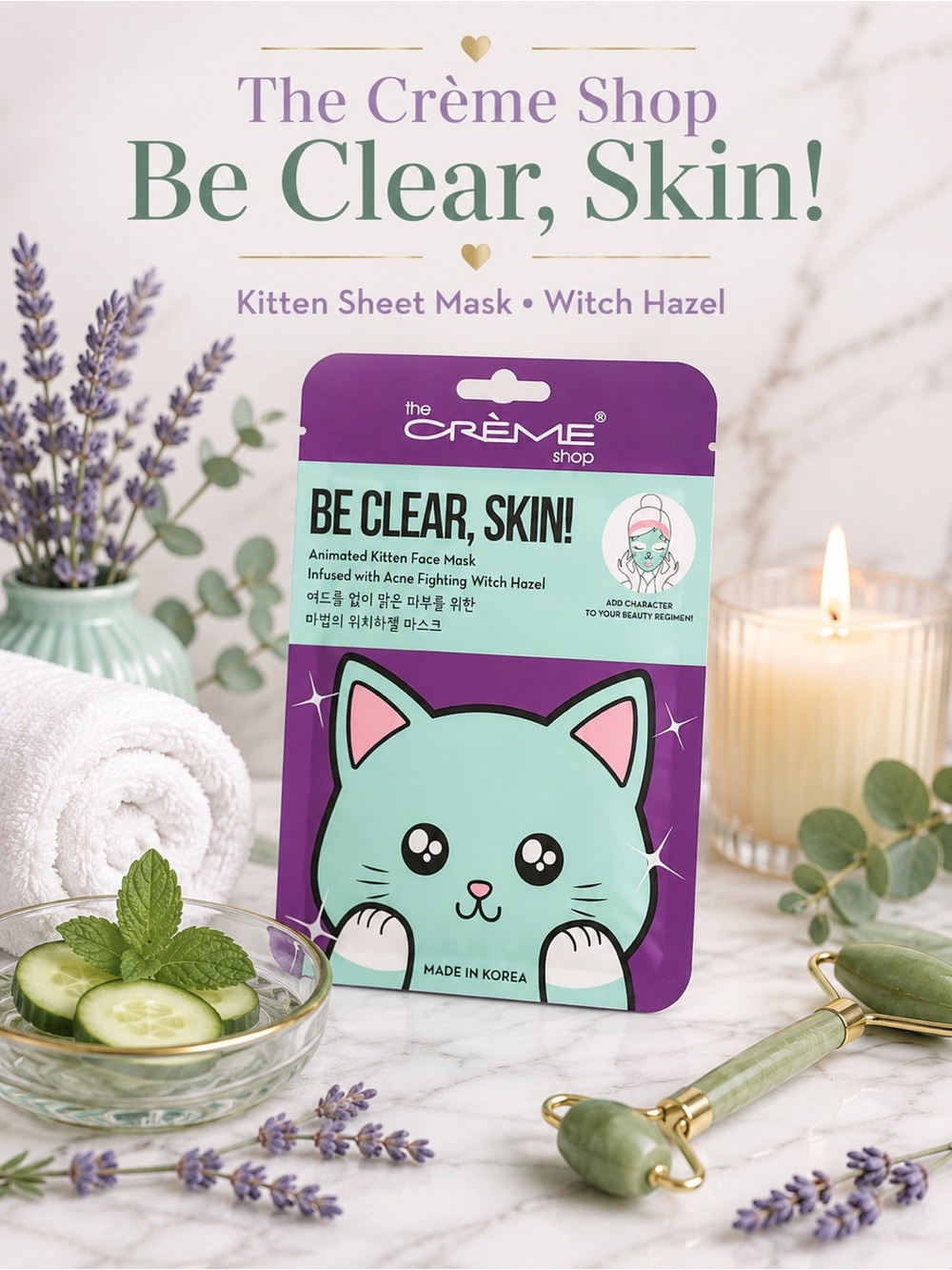 The Crème Shop Be Clear, Skin! Kitten Sheet Mask | Witch Hazel